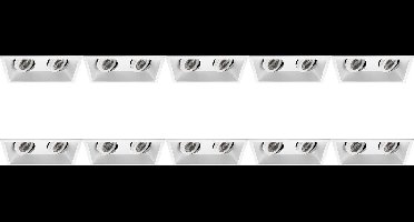 Spot Armatuur 10 Pack - Proma Zano Pro - GU10 Inbouwspot - Rechthoek Dubbel - Wit - Aluminium - Kantelbaar - 185x93mm