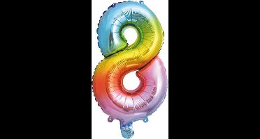 Folie Ballon Cijfer 8 regenboog 41cm