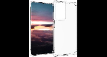 Shop4 - Samsung Galaxy S21 Ultra Hoesje - Zachte Back Case  Drop Proof Met Pasjeshouder Transparant