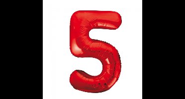 Wefiesta - Folieballon Cijfer 5 Rood - 86 cm