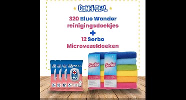 Blue Wonder 4 x 80 doekjes + 12 Sorbo Microvezeldoekjes - doekjes - desinfectie doekjes - hygiëne doekjes - natte reinigingsdoekjes