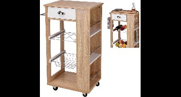 Excellent Houseware Keukentrolley - 37 x 48 x 86cm - Hout/Wit