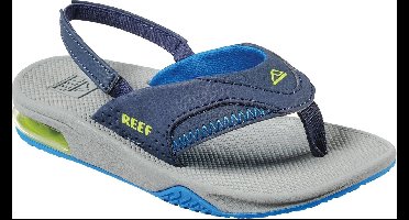 Reef Little Fanning Jongens Slippers - Navy/Lime - Maat 25.26