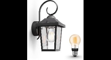 Philips Hue Buzzard Wandlamp voor Buiten (Zwart) - Buitenlamp - E27 - Warmwit Licht - Hue White Filament