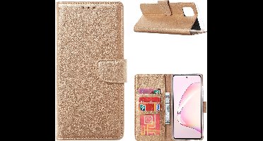 Hoesje Geschikt Voor Samsung Galaxy A41 Portemonnee Hoesje - Goud