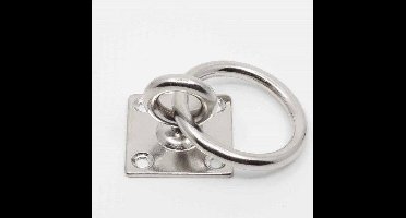 RVS Bevestigingsplaat met ring en vierkante grondplaat - 40x50 mm