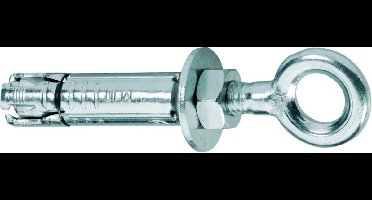 RVS keilbout met oog voor bevestigen schaduwdoek, hangmat of schommel in muur of beton