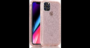 Ntech hoesje Geschikt voor iPhone 11 Pro Max Glitter TPU Back Hoesje - Roze