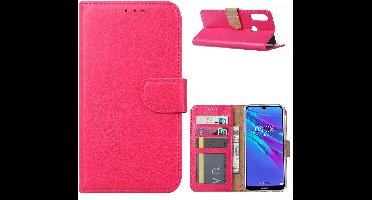Ntech Portemonnee Hoesje/Book Case met Opbergvakjes & Magneetflapje Geschikt voor Huawei Y6 2019 - Roze/Pink