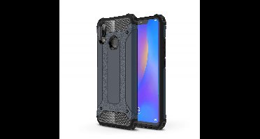 Ntech Hoesje Geschikt voor Huawei P Smart 2019 Dual layer Armor Hoesje - Blauw