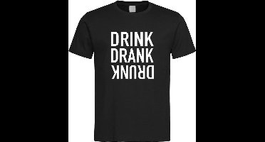 Zwarte Fun T-Shirt met “ Drink. Drank, Drunk “ print Wit  Size XXL
