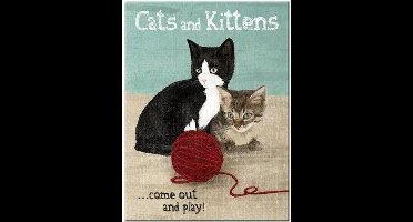 Cats and Kittens. Koelkastmagneet 8 cm x 6 cm.