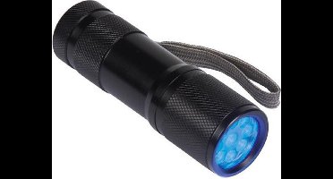 Perel UV-zaklamp, 9 leds, controleert geld, detecteert insecten, voor binnen en buiten, aluminium behuizing, schokbestendig