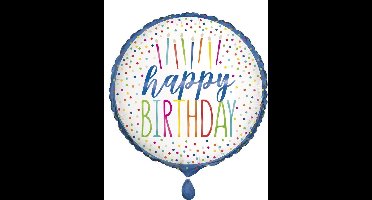 Helium Ballon Happy Birthday Kaarsjes 45cm leeg