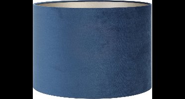 Light & Living Cilinder Lampenkap Velours - Petrol Blue - Ø40x30cm - voor Tafellampen, Staande lamp, Hanglampen