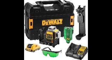 DeWalt DCE089D1G 10.8V Li-Ion accu zelfnivellerende 3x 360 graden multilijnlaser set (1x 2.0Ah accu) in koffer - 3 lijnen - 30m - groen
