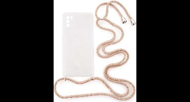 Shop4 - Poco M3 Hoesje - Zachte Back Case met Koord Beige