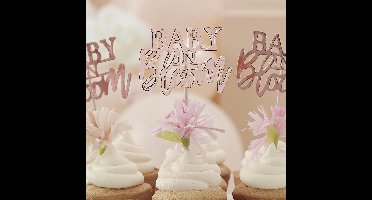 Baby in Bloom - Cupcake Topper - Babyshower - Baby -Newborn - Gender Reveal - Ginger Ray - Roze - Cupcake - Decoratie