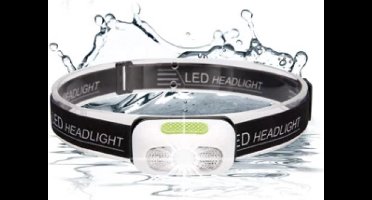 Perel Led hoofdlamp, koplamp led voor joggen lopen kamperen wandelen, verstelbare hoofdband, zaklamp led, superheldere verlichting, helder witte led, aan/uit sensor, oplaadbaar via Micro USB