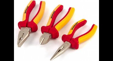 Silverline Tangen set - langbek, zijsnij, combinatietang - 3-delig - VDE getest - antislip handvaten