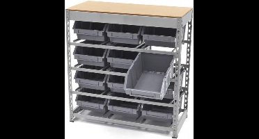 Bakkenkast, Opbergsysteem, Stelling met 12 Opbergbakken