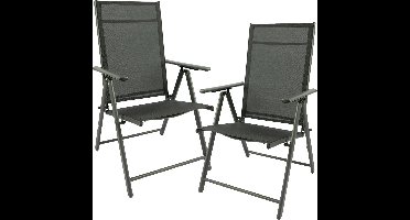 MaxxGarden Aluminium Tuinstoel - Campingstoel Inklapbaar - Kampeerstoel Opvouwbaar - 2 stuks Vouwstoelen - zilver/zwart