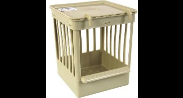 Fauna nestkastje plastic met tralies beige - 11,5x11,5x13,5 cm - 1 stuks