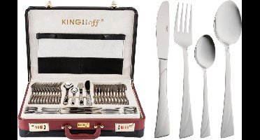 KINGHOFF 3515 - luxe bestekset koffer - 72 delig - 12 persoons - Modern bestek