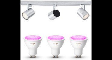 Philips Hue Runner Opbouwspot (Aluminium) - Wit en Gekleurd Licht - Plafondspot met 3 Lichtpunten - GU10 - Hue White and Color Ambiance