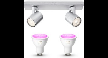 Philips Hue Runner Opbouwspot (Aluminium) - Wit en Gekleurd Licht - Plafondspot met 2 Lichtpunten - GU10 - Hue White and Color Ambiance