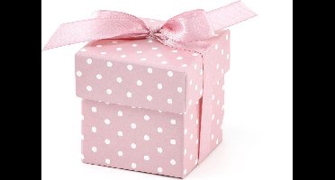 Partydeco - Bedank doosje stippen/polkadots licht roze (10st)