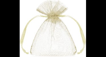 Partydeco - Organza zakjes creme (20st)