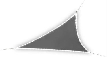 Perel Schaduwdoek met 107 leds, waterafstotend, 3.6 x 3.6 x 3.6 m, 160 g/m², IP44, zonne-energie, polyester, driehoek, antraciet