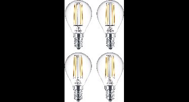 4 stuks | Philips LED kogellamp 4.3W 470lm 2700K Helder Niet-Dimbaar P45 | E14 | Extra Warm Wit | 4.3 watt | 15.000 Branduren