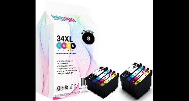 Inktdag inktcartridges voor Epson 34/ Epson  34XL (T3476, T3466), Epson 34 xl multipack van 8 kleuren Voordeelbundel Hoge capaciteit  voor WorkForce Pro WF 3720 DWF, WorkForce Pro WF 3725 DWF