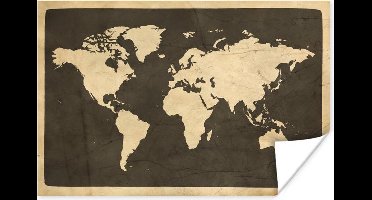 Poster Wereldkaart - Vintage - Hout - 30x20 cm