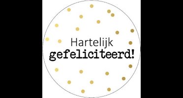 KP etiket Hartelijk gefeliciteerd + stippen, diameter 40 mm, rol van 250 stuks