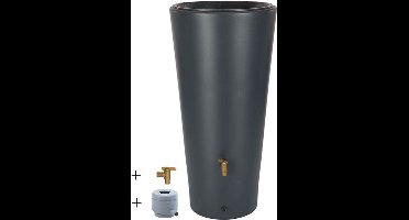 Graf regenton Vaso 220 L-Antraciet-met kraantje -met vulautomaat voor ronde regenpijp