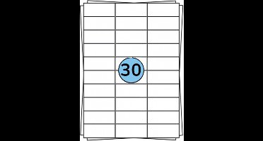 A4 Stickervellen Geschikt voor pakketten en brieven | 70 x 29.7 mm | Wit - 30 Stickers per Vel - 100 stuks per verpakking - Etiketten Stickers - Papier - Zelfklevend - Geschikt voor: Inkjet- en laserprinters
