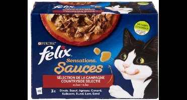 2x Felix Sensations Sauces - Kattenvoer Natvoer - Countryside Selectie in Saus - 12x 85 g