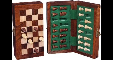 Magnetische Opklapbare Schaakset – Houten Schaakbord & Schaakstukken – Acacia Hout – Compact 15 x 30 cm – Reisbord voor Tactisch Spel – Longfield Games