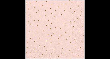PARTYDECO - 20 lichtroze papieren servetten met gouden stippen 33 x 33 cm