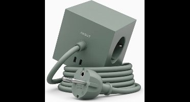 Avolt Square 1 | Design Stekkerdoos met USB-C & 3 Meter Kabel - Oak Green