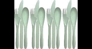 green-goose® Bio-based Bestek - 4 Sets - Groen - Duurzaam Bioplastic Bestek voor School, Picknick, Vakantie, Camping - Vaatwasserbestendig - 100% biologisch afbreekbaar tarwegras - BPA-vrij