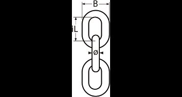 Ketting 8 mm kortschalmig DIN 766 per meter RVS-316 (A4)