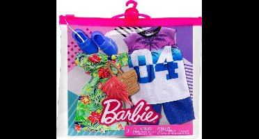 Barbie Kleding Outfit en Accessoires 2-Pack Bloemen Jurk + Schoenen en Handtas - T-Shirt en Broek voor Ken - Barbie Ken kleding