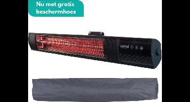 Sunred - COMBIDEAL - Heater & Hoes - Dark lijn - Zwart - Wand model - Terrasverwarmer – Carbon rosé goud technologie - 1500 W – ECO - 3 standen - Afstand bestuurbaar - Elektrische heater