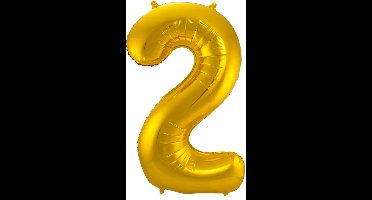 Folat - Folieballon Cijfer 2 Goud - 86 cm