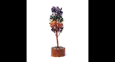Edelsteenboom 7 chakra's - Spiritueel - Edelsteentjes - Chakra - 23 cm. - Cadeau - Rode Jaspis - Carneool - Goudkwarts - Groene Aventurijn - Bergkristal - Sodaliet - Amethist