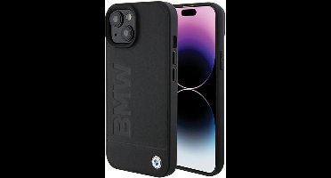 BMW iPhone 15 Hard Case met ingedrukt auto logo - Zwart